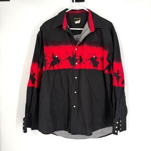 Vintage 90s Rustler Pearl Snap Western Shirt Rodeo Cowboy Bucking Bulls Size XL